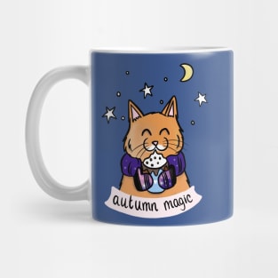 Sweet Pink Twilight Autumn Kitty with Hot Chocolate Mug